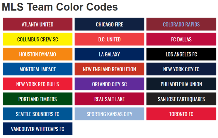 Team Color Codes